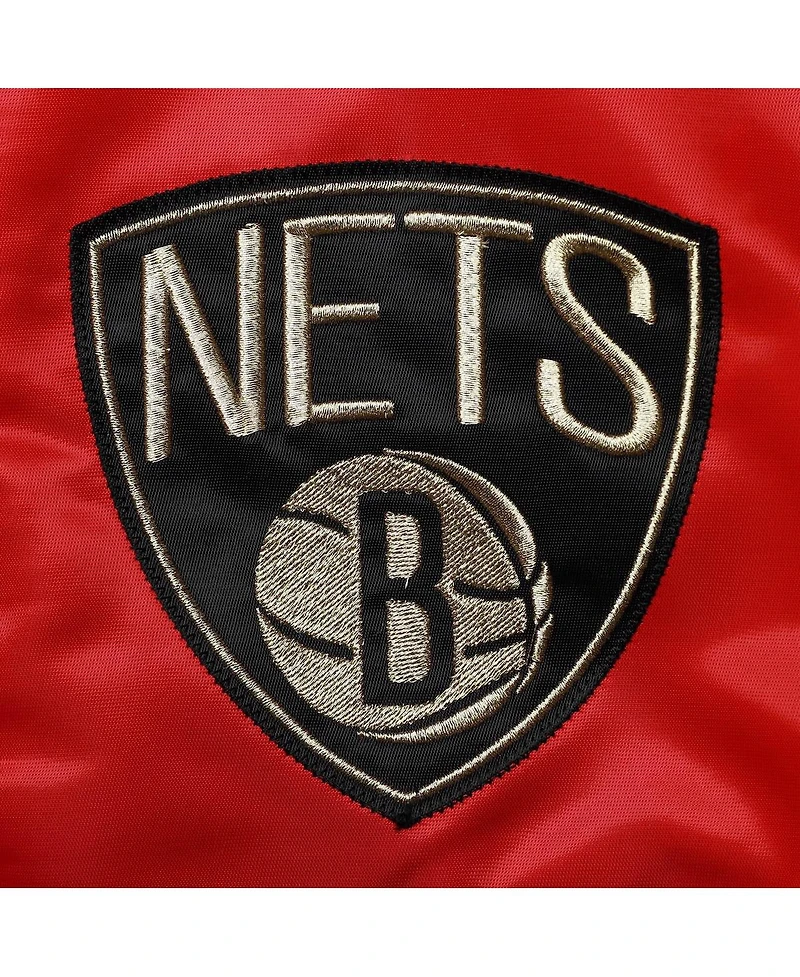 Men's Starter Red and Black and Green Brooklyn Nets Black History Month Nba 75th Anniversary Full-Zip Jacket