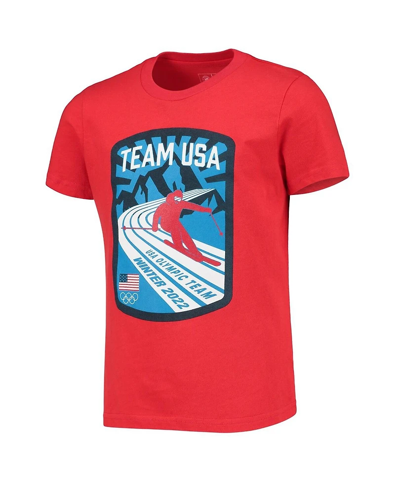 Big Girls Red Team Usa Mountain Skiing T-shirt