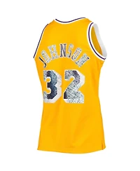 Men's Mitchell & Ness Magic Johnson Gold-Tone Los Angeles Lakers 1984-85 Hardwood Classics 75th Anniversary Diamond Swingman Jersey