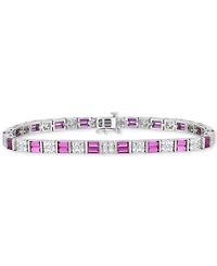 Lab-Grown Ruby (4-3/8 ct. t.w.) & Lab-Grown White Sapphire (3-1/3 ct. t.w.) Tennis Bracelet in Sterling Silver (Also in Lab-Grown Blue Sapphire)