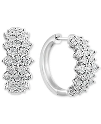 Effy Diamond Cluster Hoop Earrings (1 ct. t.w.) 14k White Gold (Also available Two-Tone Gold)