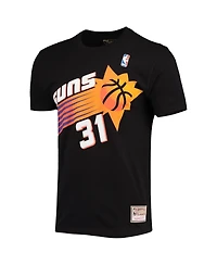 Men's Shawn Marion Black Phoenix Suns Hardwood Classics Stitch Name and Number T-shirt