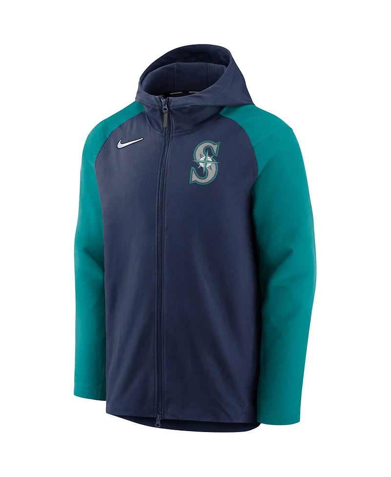Men's Navy, Aqua Seattle Mariners Authentic Collection Full-Zip Hoodie Performance Jacket