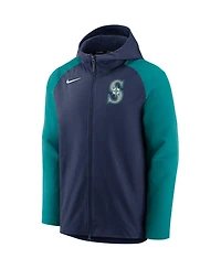Men's Navy, Aqua Seattle Mariners Authentic Collection Full-Zip Hoodie Performance Jacket