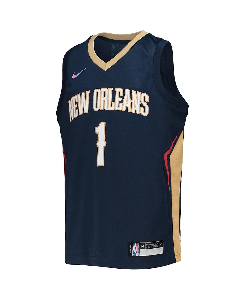 Big Boys Nike Zion Williamson Navy New Orleans Pelicans 2021/22 Diamond Swingman Jersey - Icon Edition