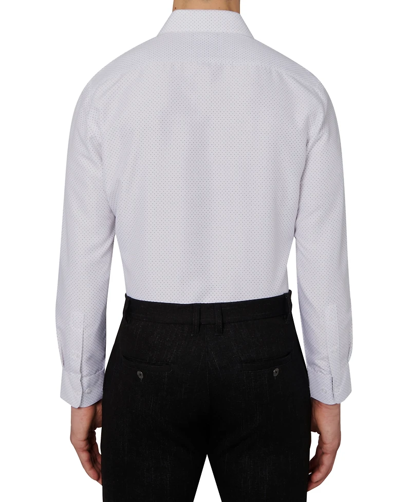 Calabrum Men's Regular Fit Dot Print Wrinkle Free Performance Dress Shirt