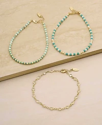 Ettika Turquoise and Imitation Pearl Anklet Set
