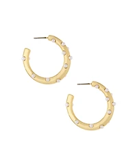 Ettika 18K Gold Plated and Imitation Pearl Studded Hoops