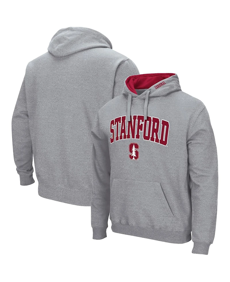 Men's Colosseum Heathered Gray Stanford Cardinal Arch and Logo 3.0 Pullover Hoodie