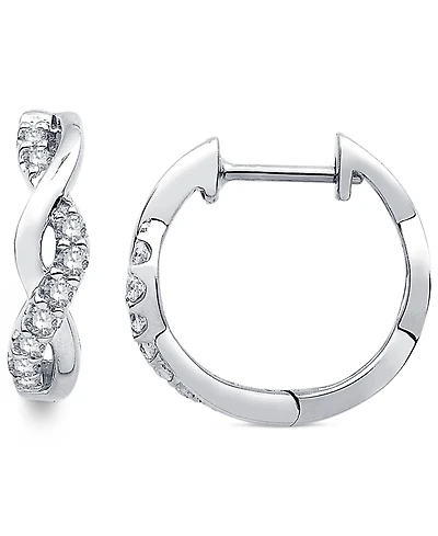 Diamond Twist Hoop Earrings (1/5 ct. t.w.) in 14k White Gold