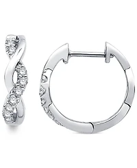 Diamond Twist Hoop Earrings (1/5 ct. t.w.) in 14k White Gold