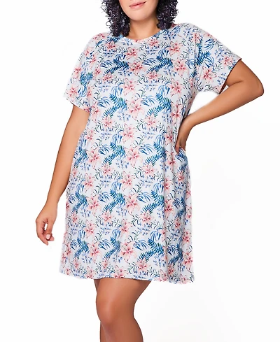 Danielle Plus Ultra Soft Floral Short Sleeve Lounge Dress