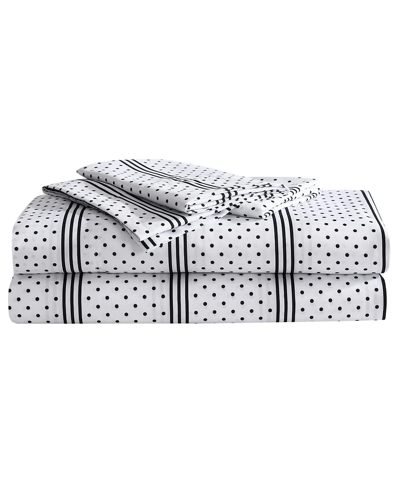 Betsey Johnson Dots And Stripes -Pc. Microfiber Sheet Set