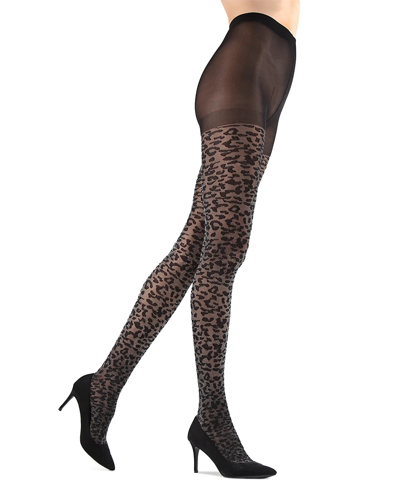 MeMoi Women's Leopard Print Pattern Shimmer Sheer Tights