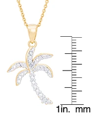 Diamond Accent Palm Tree Pendant 18" Necklace in 14K Gold Plate