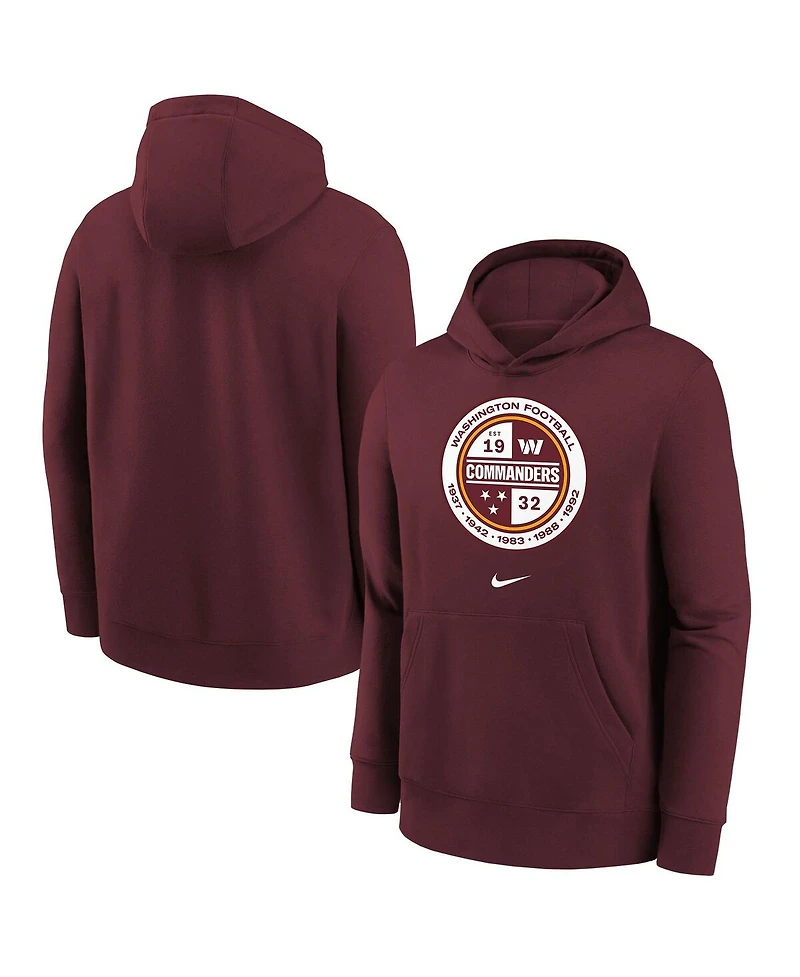 Big Boys Nike Burgundy Washington Commanders Alternate Logo Pullover Hoodie