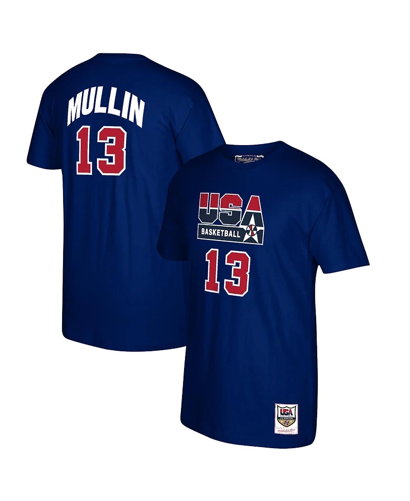 Men's Mitchell & Ness Chris Mullin Navy Usa Basketball 1992 Dream Team Name and Number T-shirt