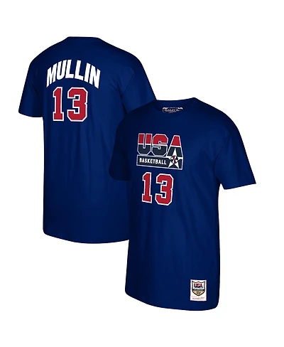 Men's Mitchell & Ness Chris Mullin Navy Usa Basketball 1992 Dream Team Name and Number T-shirt