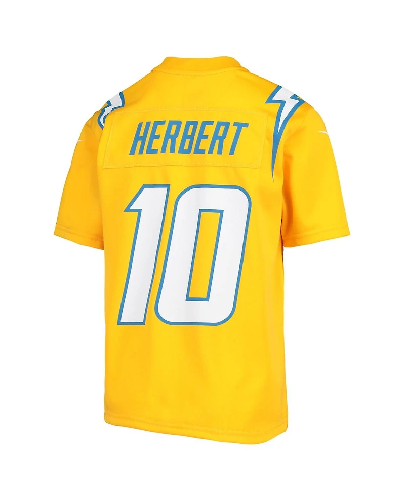 Big Boys Nike Justin Herbert Gold Los Angeles Chargers Inverted Team Game Jersey