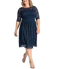 Kiyonna Plus Size Luna Lace Cocktail Midi Dress
