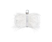 Women's Feather Embellished Minaudiere Clutch