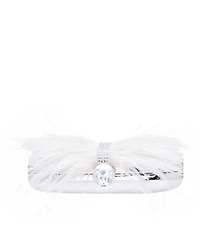 Women's Feather Embellished Minaudiere Clutch