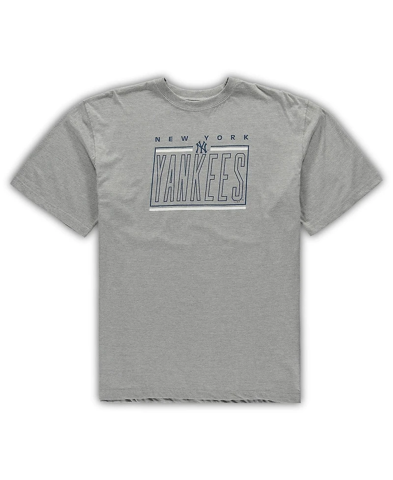 Men's Concepts Sport Heathered Gray, Navy New York Yankees Big and Tall T-shirt and Shorts Sleep Set