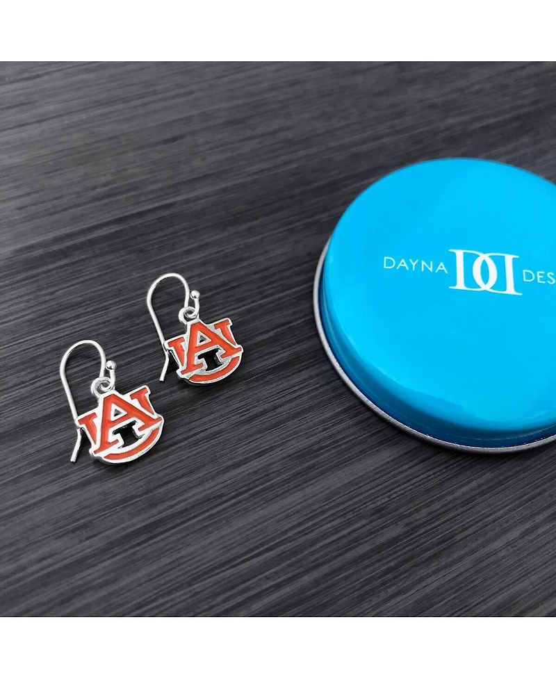 Women's Dayna Designs Auburn Tigers Silver-Tone Enamel Dangle Earrings
