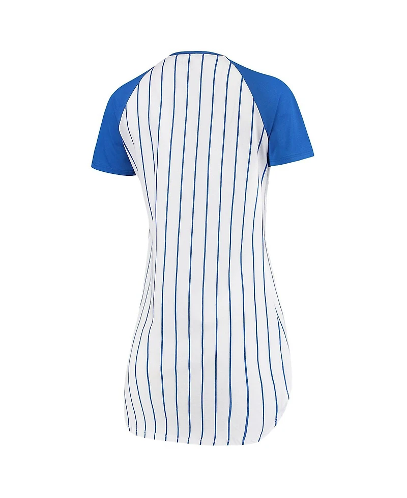 Women's Concepts Sport White Chicago Cubs Vigor Pinstripe Nightshirt