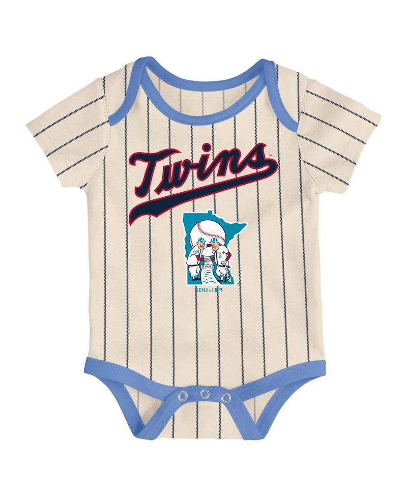 Unisex Infant Navy and Light Blue and Cream Minnesota Twins Future 1 3-Pack Bodysuit Set