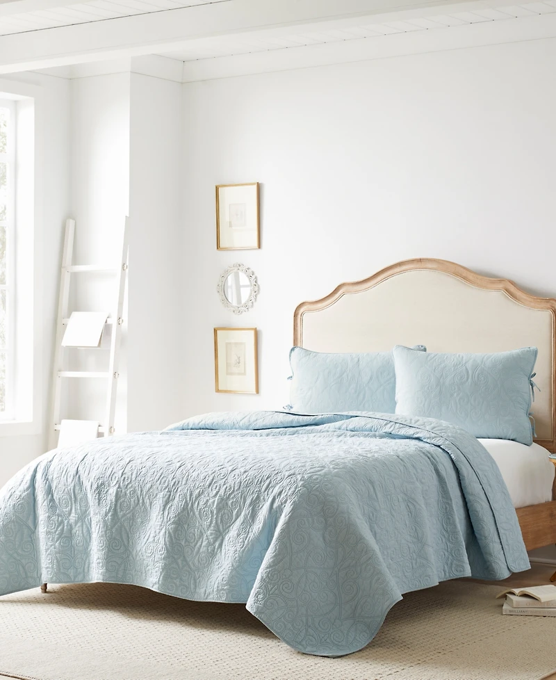 Laura Ashley Felicity Cotton Reversible 3 Piece Quilt Set