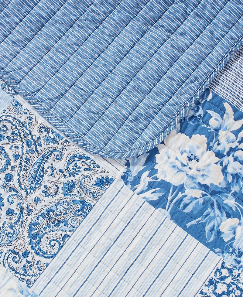 Laura Ashley Paisley Patchwork Reversible -Pc. Quilt Set