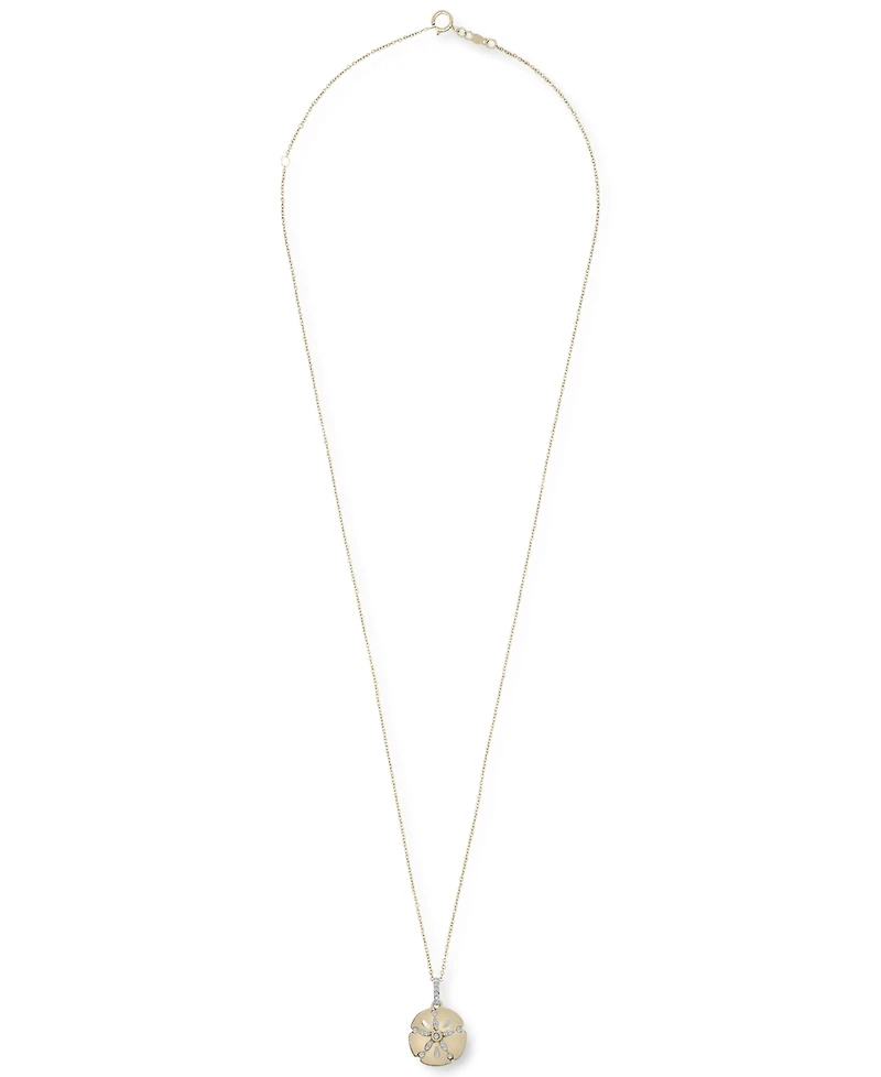 Wrapped Diamond Starfish Sand Dollar Pendant Necklace (1/10 ct. t.w.) in 14k Gold-Plated Sterling Silver, 16" + 2" extender, Created for Macy's