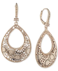 Marchesa Gold-Tone Domed Open Filigree Drop Earrings