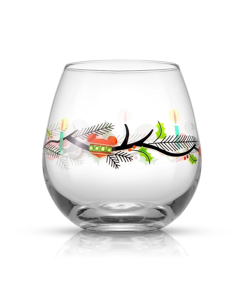 JoyJolt Disney Mickey Mouse 15 oz Joy O Joy Stemless Wine Glass, Set of 4