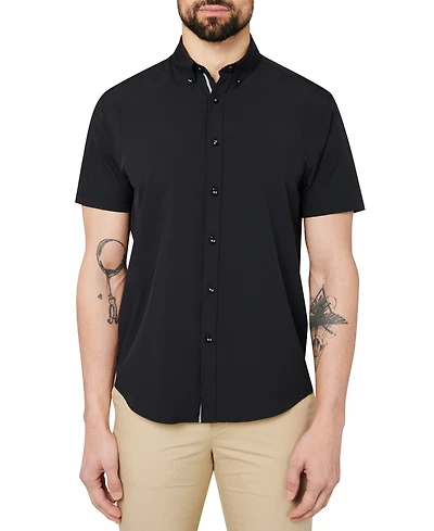 Society of Threads Men's Regular Fit Non-Iron Performance Stretch Solid Button-Down Shirt