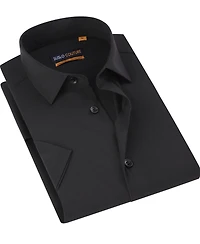 Suslo Couture Men's Slim Fit Performance Short Sleeves Solid Button Down Shirt