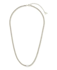 Curb Chain Necklace with Stationed Cubic Zirconia