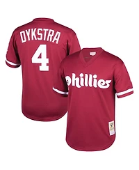 Boys Youth Lenny Dykstra Burgundy Philadelphia Phillies Cooperstown Collection Mesh Batting Practice Jersey