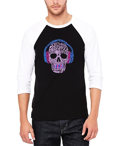 Men's Raglan Baseball Word Art Styles of Edm Music T-shirt