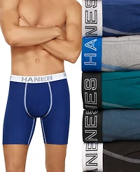 Hanes Men's 5-Pk. Ultimate Stretch Longer Leg Boxer Briefs