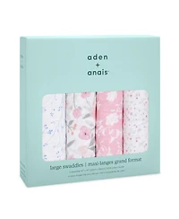 aden by aden + anais Baby Girls Floral Swaddle Blankets, Pack of 4