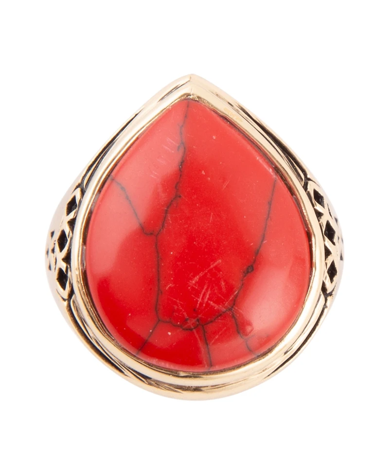 Barse Wildfire Bronze and Genuine Red Howlite Rings
