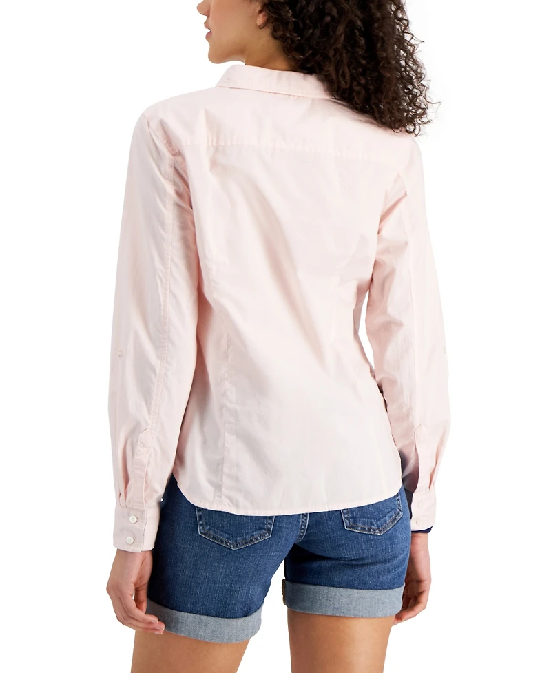 Tommy Hilfiger Women's Cotton Roll-Tab Button-Up Shirt