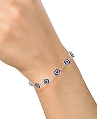 Lab-Grown Sapphire (2-3/8 ct. t.w.) & Lab-Grown White Sapphire (1/3 ct. t.w.) Cluster Bracelet in Sterling Silver