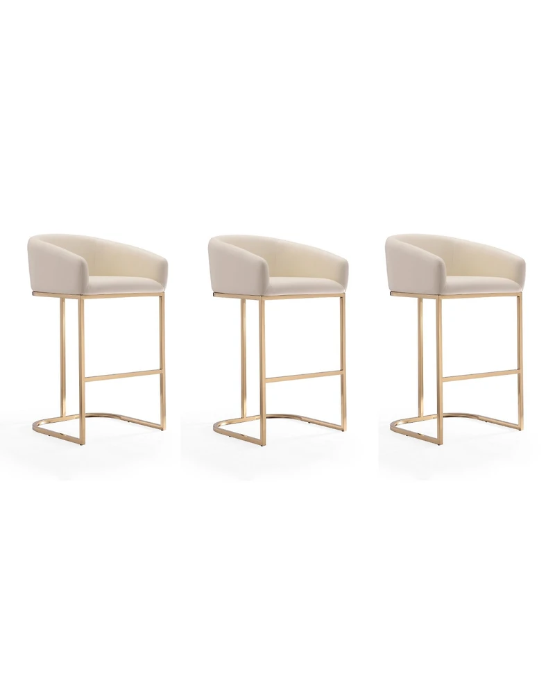 Manhattan Comfort Louvre 3-Piece Leatherette Upholstered Barstool Set