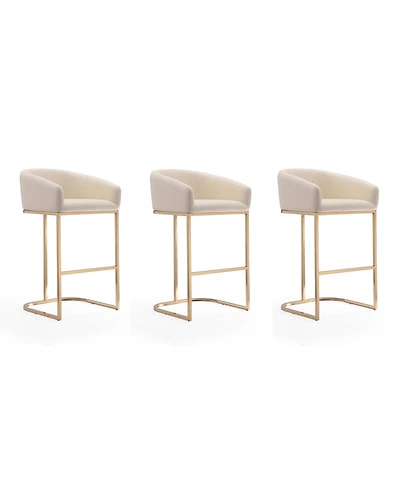 Manhattan Comfort Louvre 3-Piece Leatherette Upholstered Barstool Set