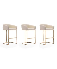 Manhattan Comfort Louvre 3-Piece Leatherette Upholstered Barstool Set