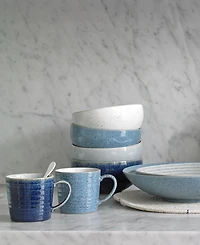Denby Studio Blue Ridged Mugs, Set of 2