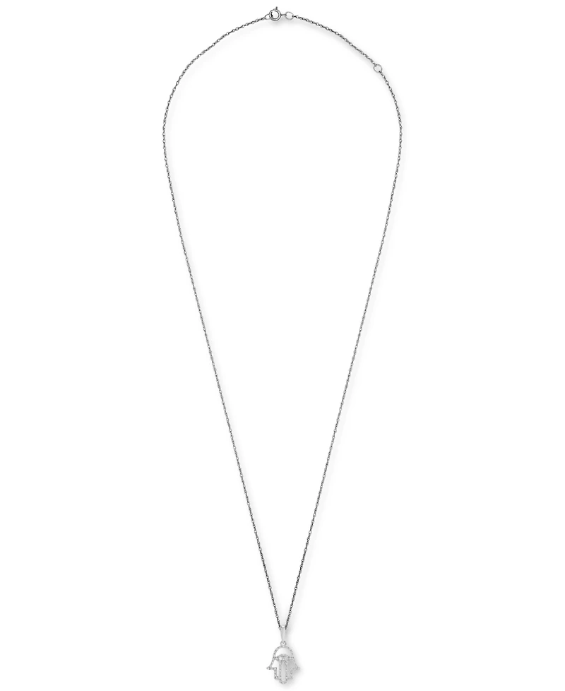 Wrapped Diamond Hamsa Hand 18" Pendant Necklace (1/10 ct. t.w.) 10k Yellow or White Gold, Created for Macy's